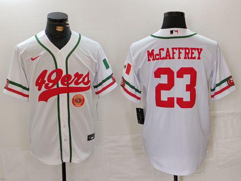 Men San Francisco 49ers #23 Mccaffrey White Joint Name 2024 Nike Limited NFL Jersey style 3->san francisco 49ers->NFL Jersey